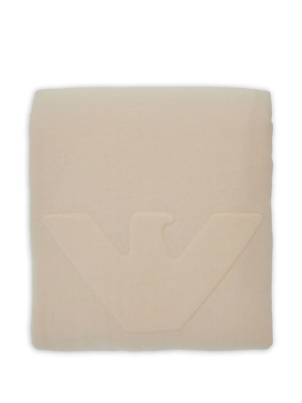 Emporio Armani logo-embroidery reversible blanket - Toni neutri