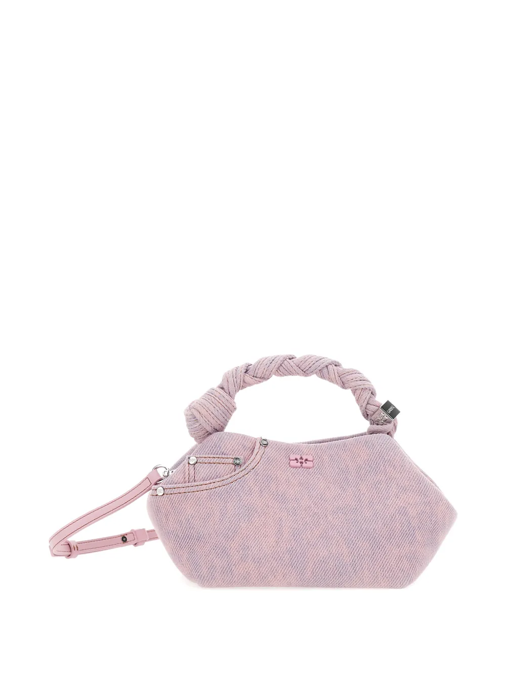 GANNI mini Bou denim tote bag - Roze