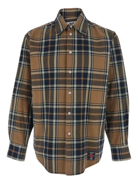 MSGM logo-patch check-pattern shirt