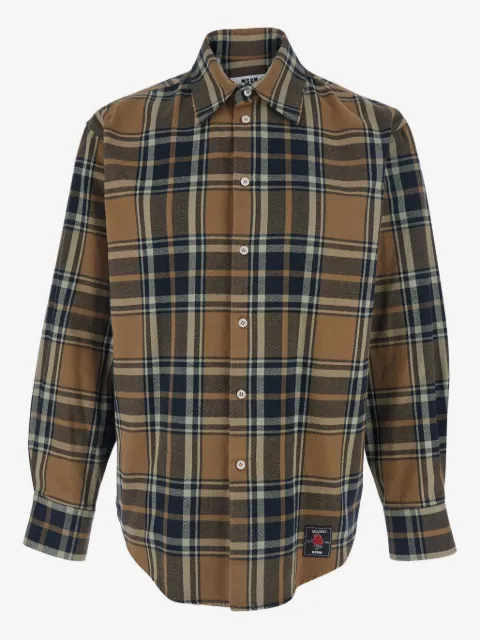 MSGM camisa con parche del logo y motivo de cuadros