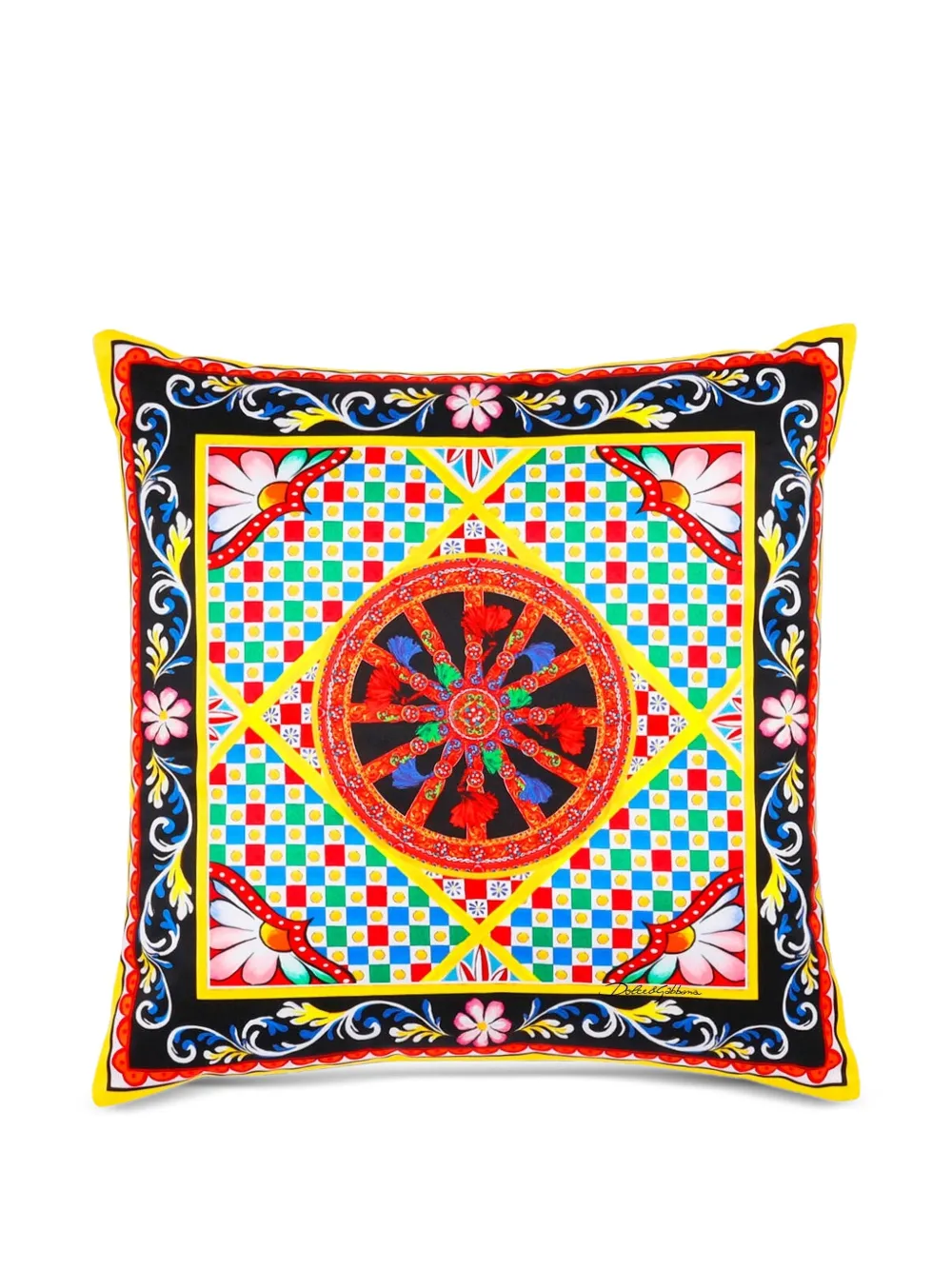 Dolce & Gabbana Casa Graphic-print Cushion In Yellow