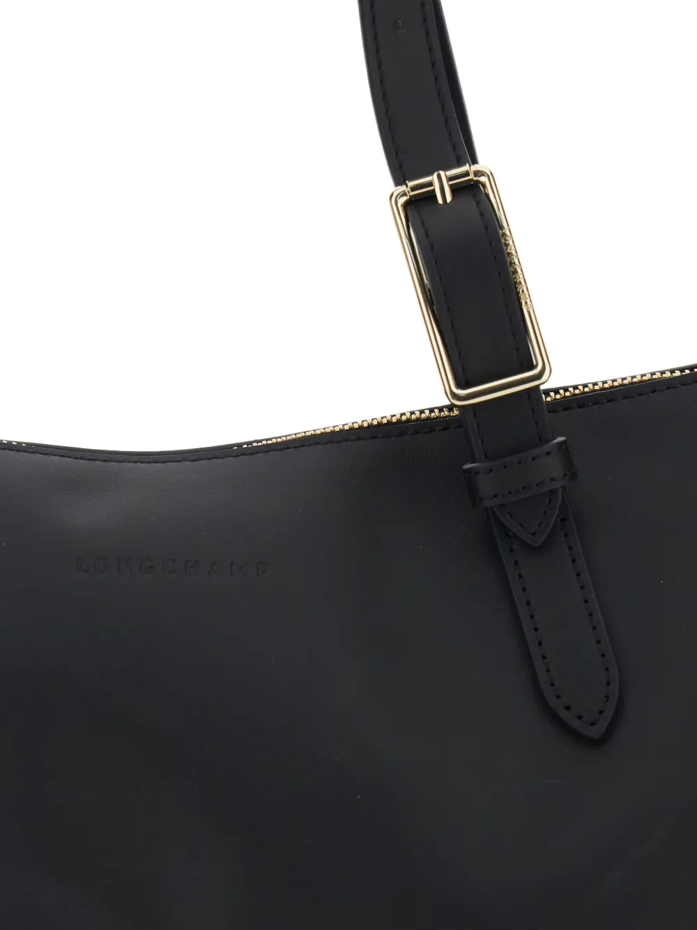  Longchamp East/west Leather Shoulder Bag - Black 