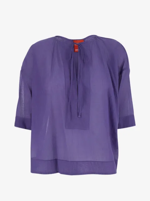 Merci blusa traslúcida con moño en el cuello