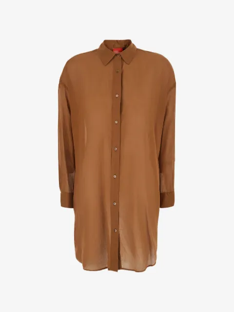 Merci contrast-stitch curved-hem shirt