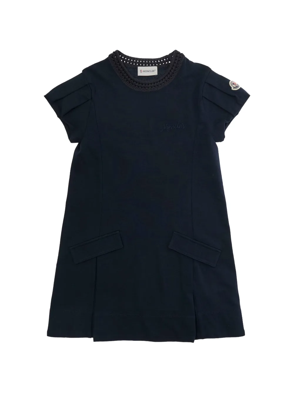 Crochet Collar Pocket Dress