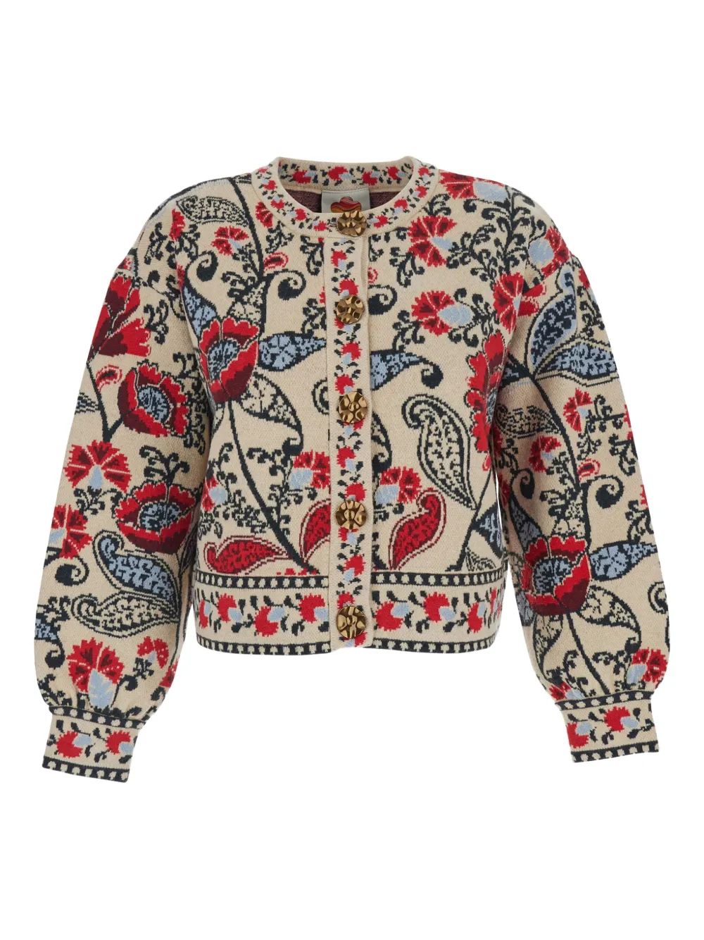 FARM Rio round-neck floral-pattern cardigan - Toni neutri