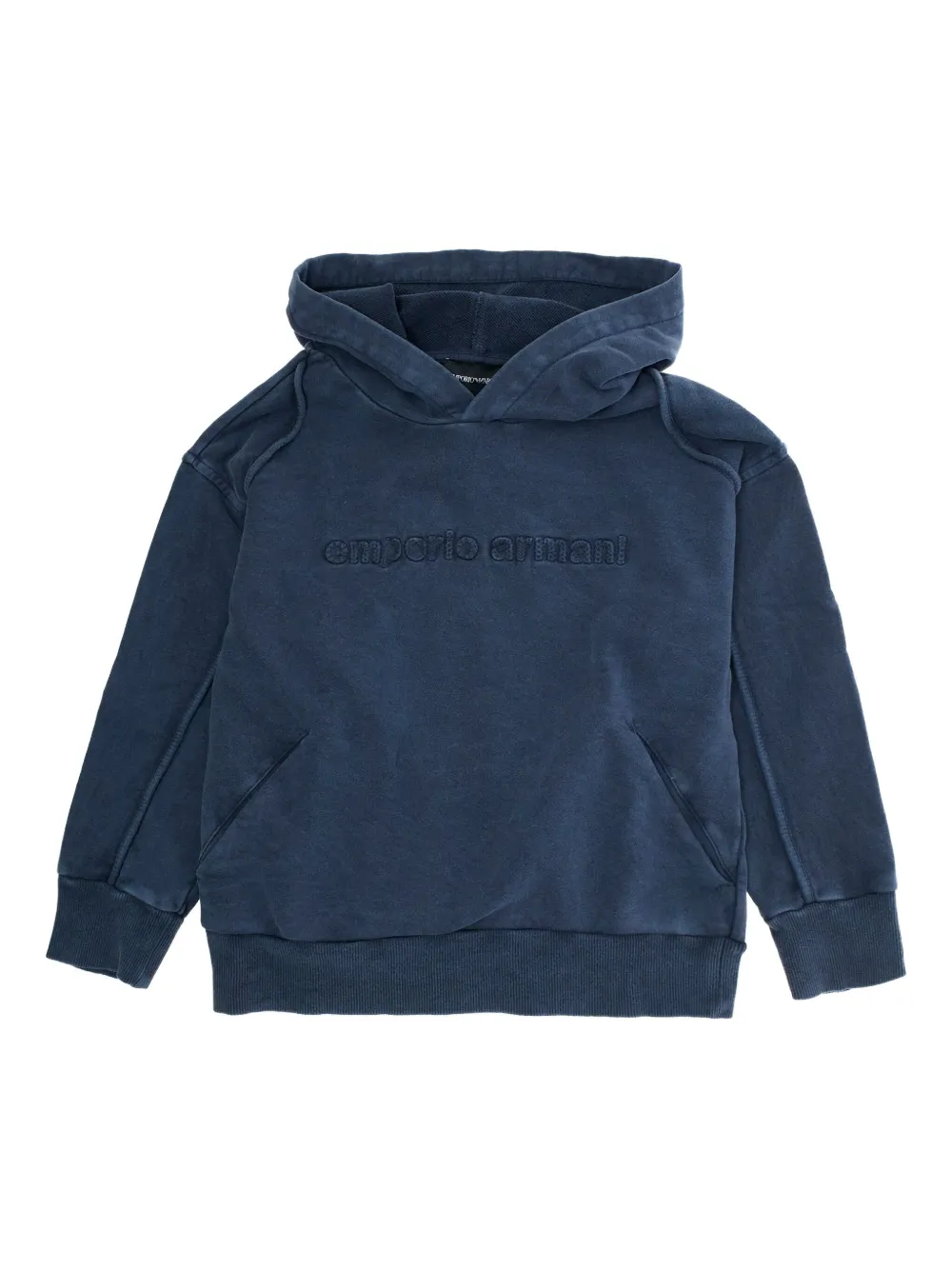 Emporio Armani Kids chest-logo hoodie - Blu