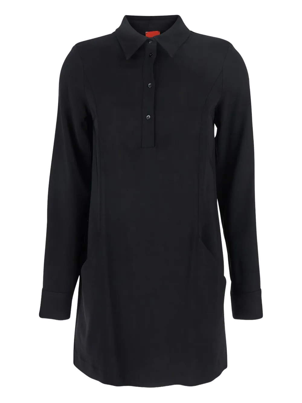 Merci classic collar button midi dress | Black | Image 1