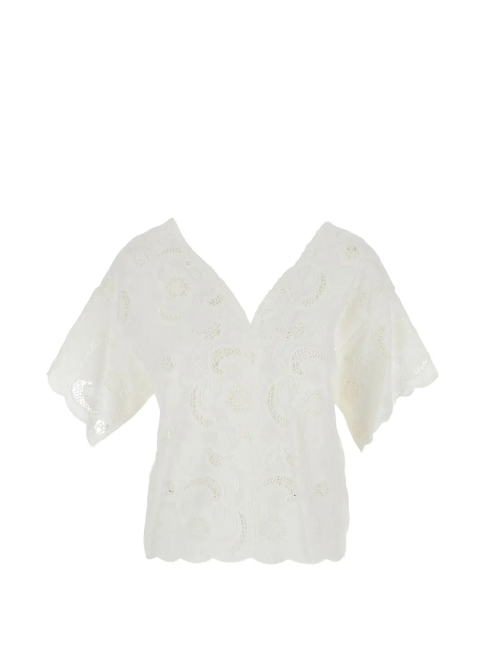 Merci V-neck Floral Blouse In White