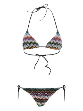 Missoni Triangle Bikini In Lamé Viscose With pixel-effect Zigzag