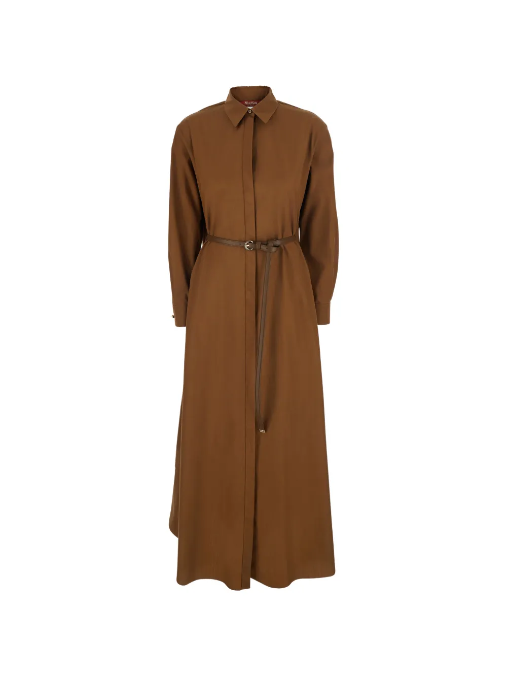 Max Mara Tlecito belted tiered shirt midi dress - Marrone