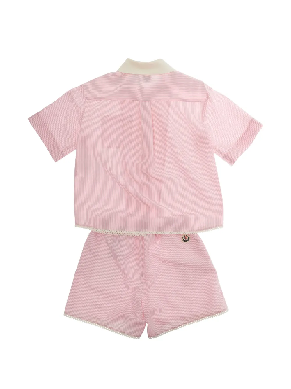  Moncler Enfant Striped Lace-trim Shorts Set - Pink 