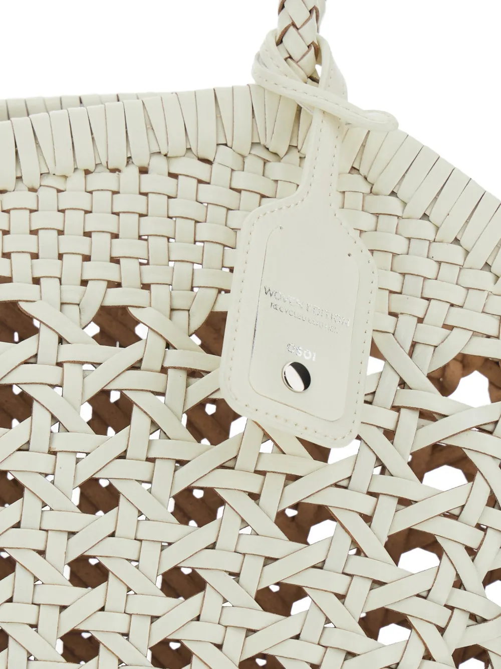  Osoi Lip Braided Openwork Shoulder Bag - White 