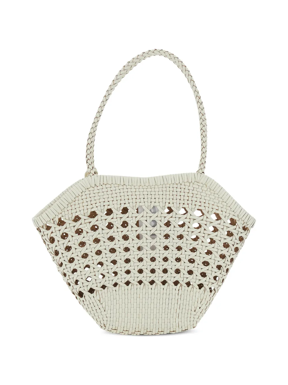  Osoi Lip Braided Openwork Shoulder Bag - White 