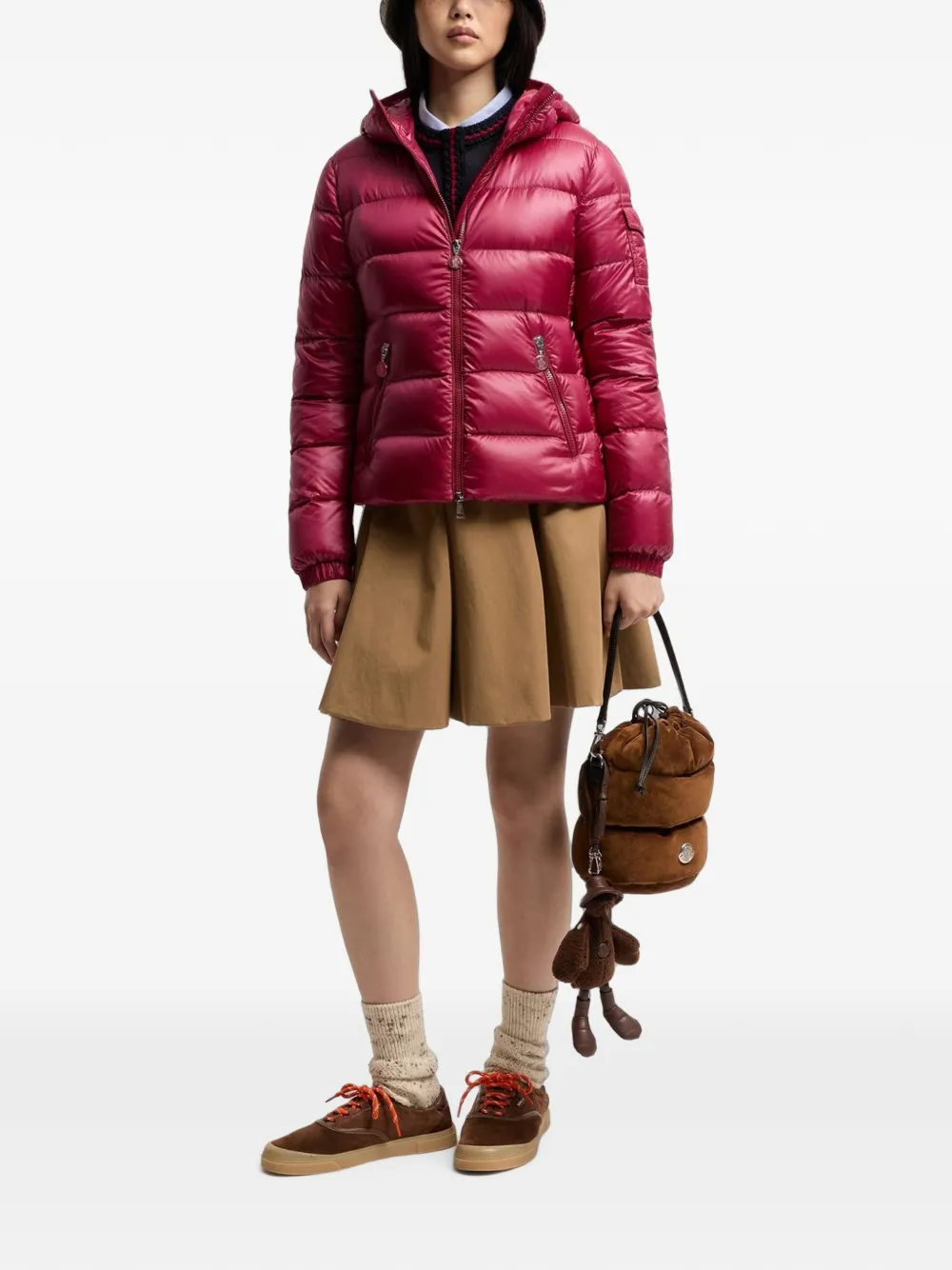 Moncler Glesse donsjack met capuchon Rood