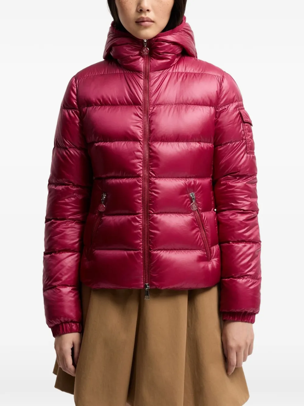Moncler Glesse donsjack met capuchon Rood