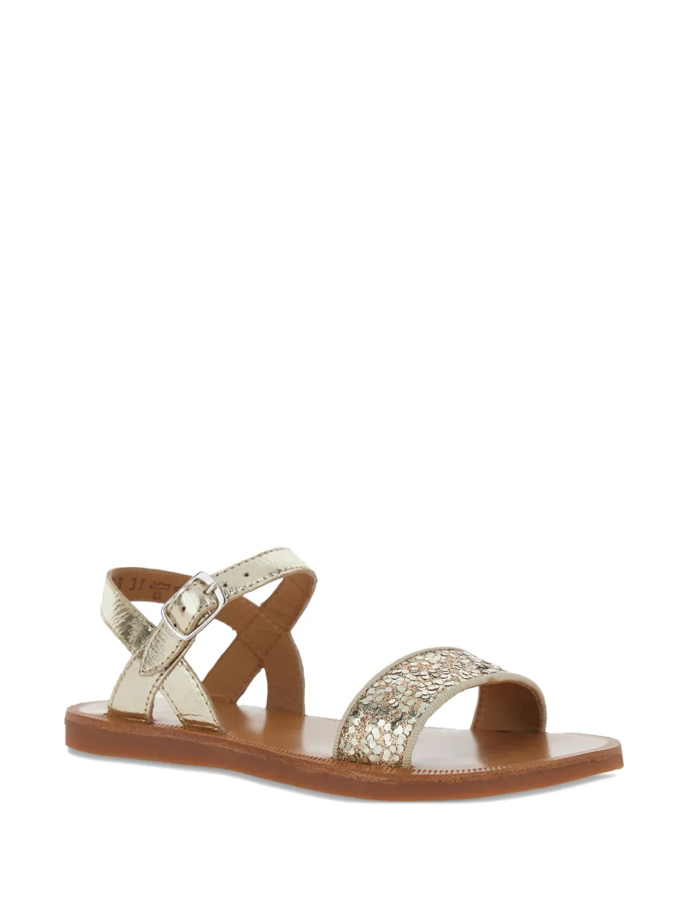 Pom D’api Kids Plagette buckle-detail embellished sandals - Oro