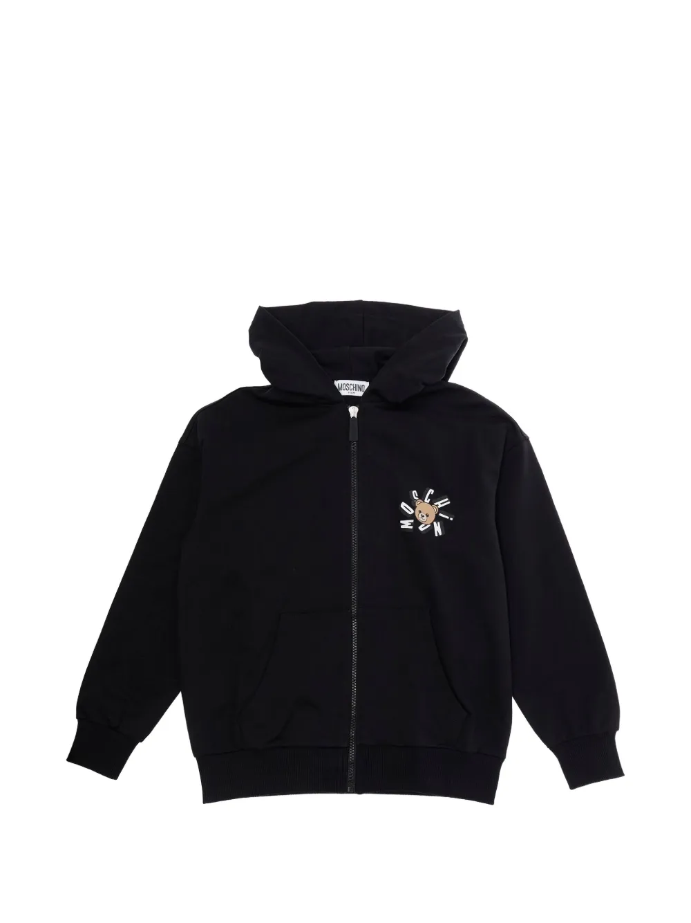 Moschino Kids logo zip hoodie - Nero