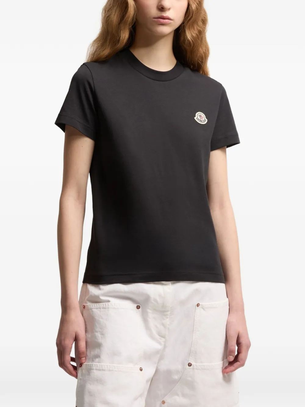 Moncler Drie T-shirts met logopatch en ronde hals Wit