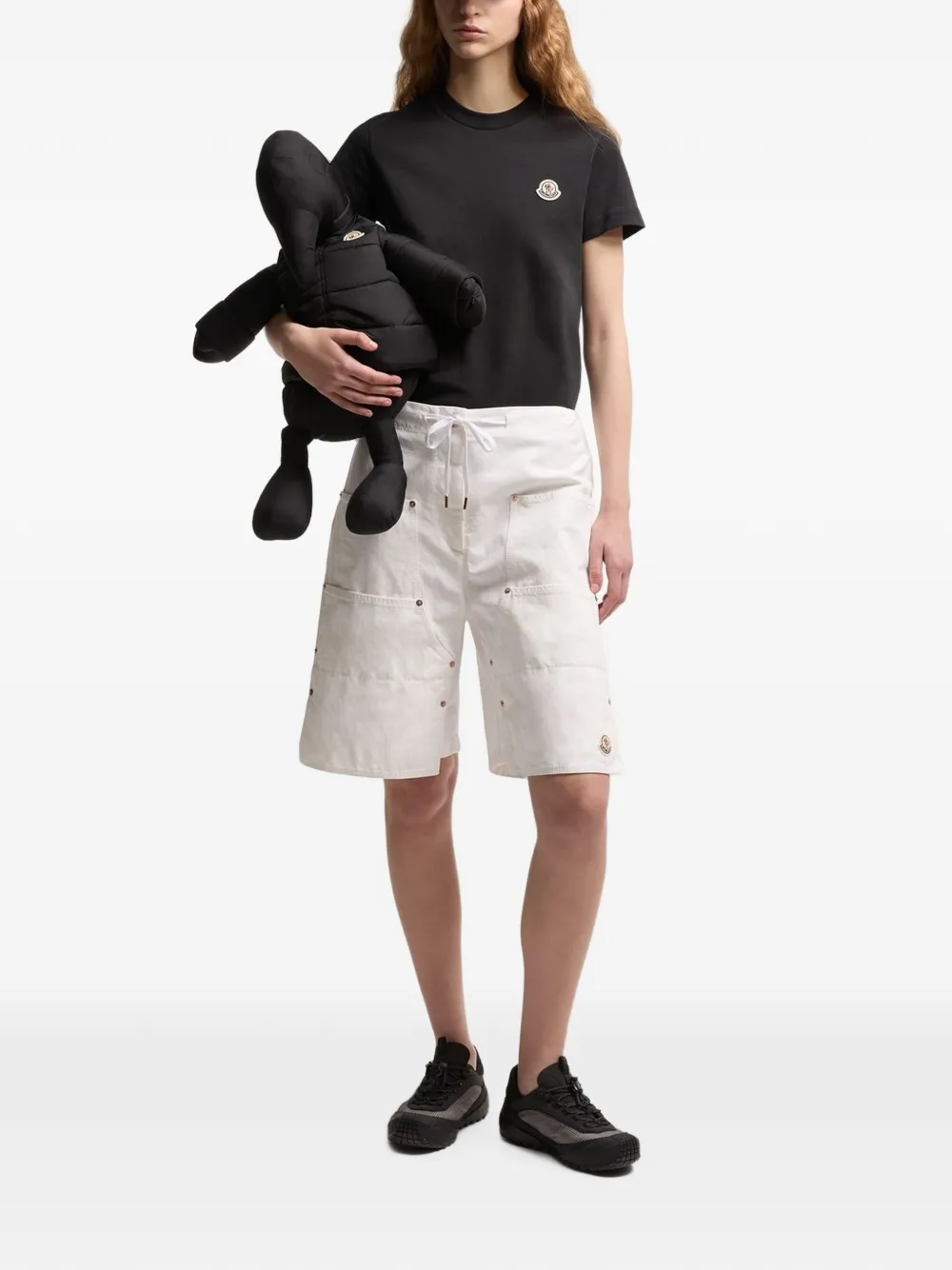 Moncler Drie T-shirts met logopatch en ronde hals Wit