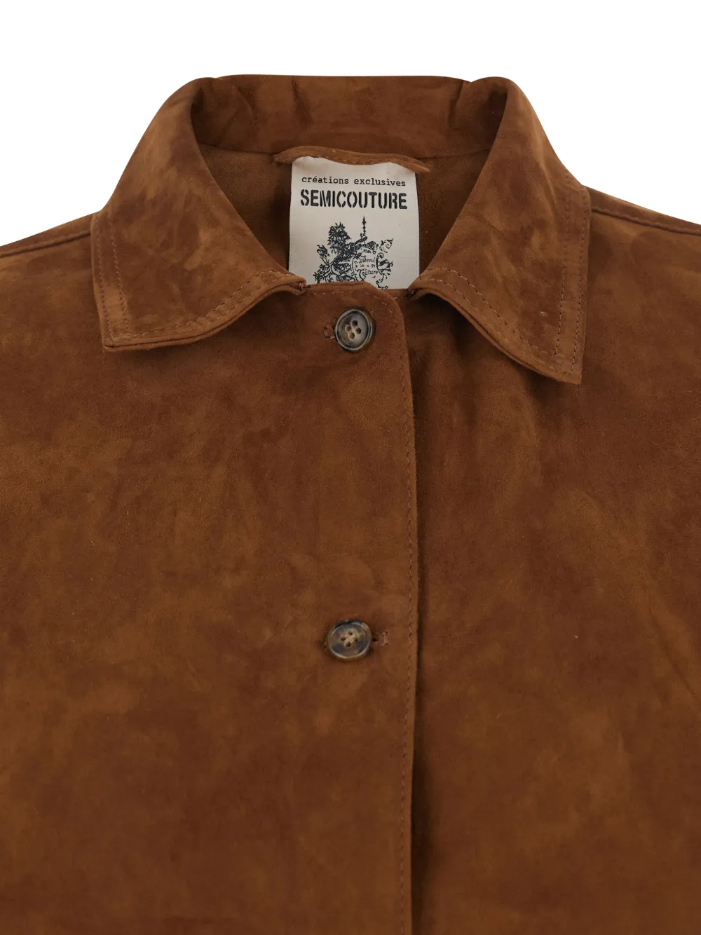  Semicouture Buttoned Suede Top - Brown 