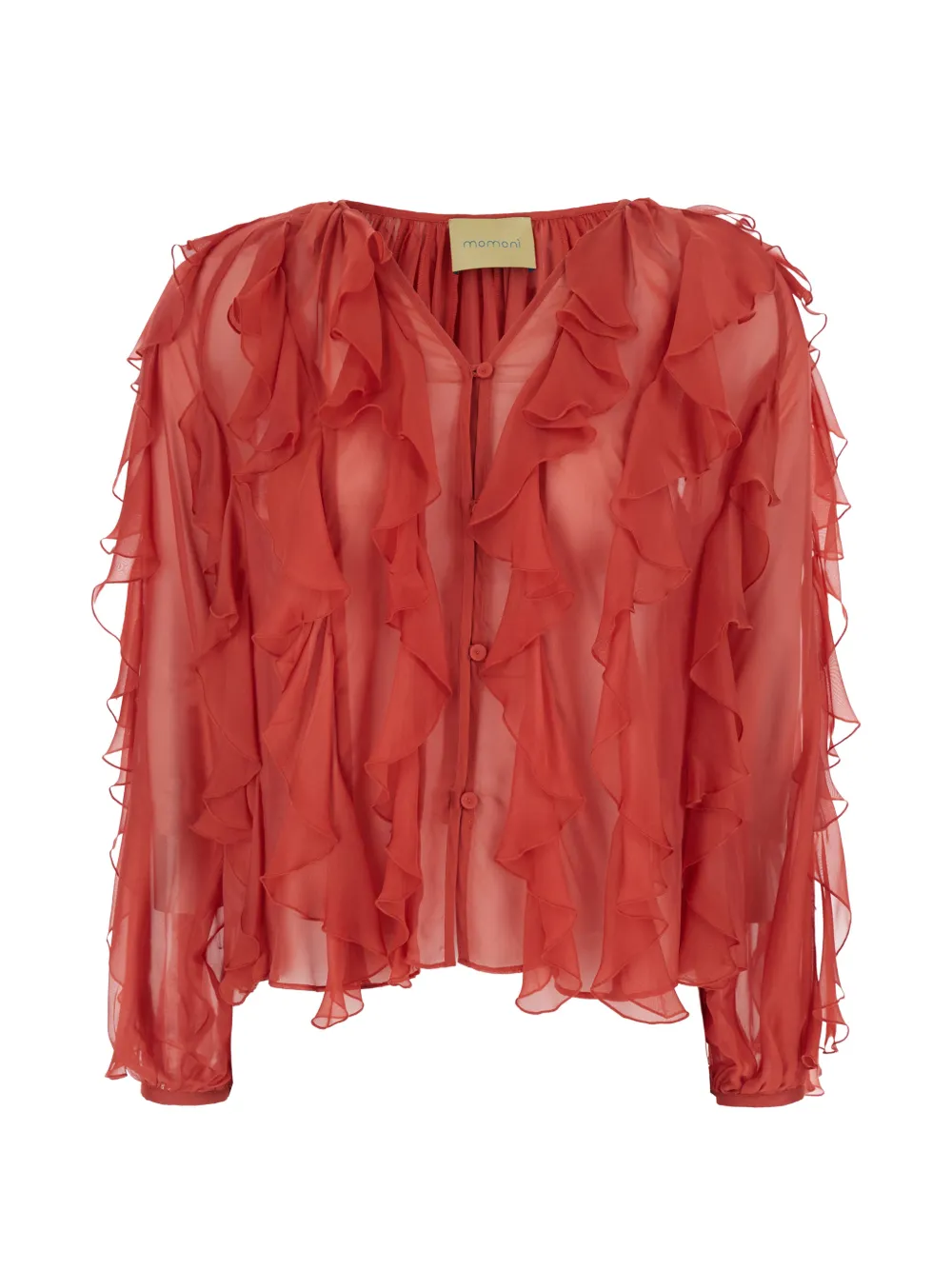 Momoni Canela ruffled buttoned top - Rosso