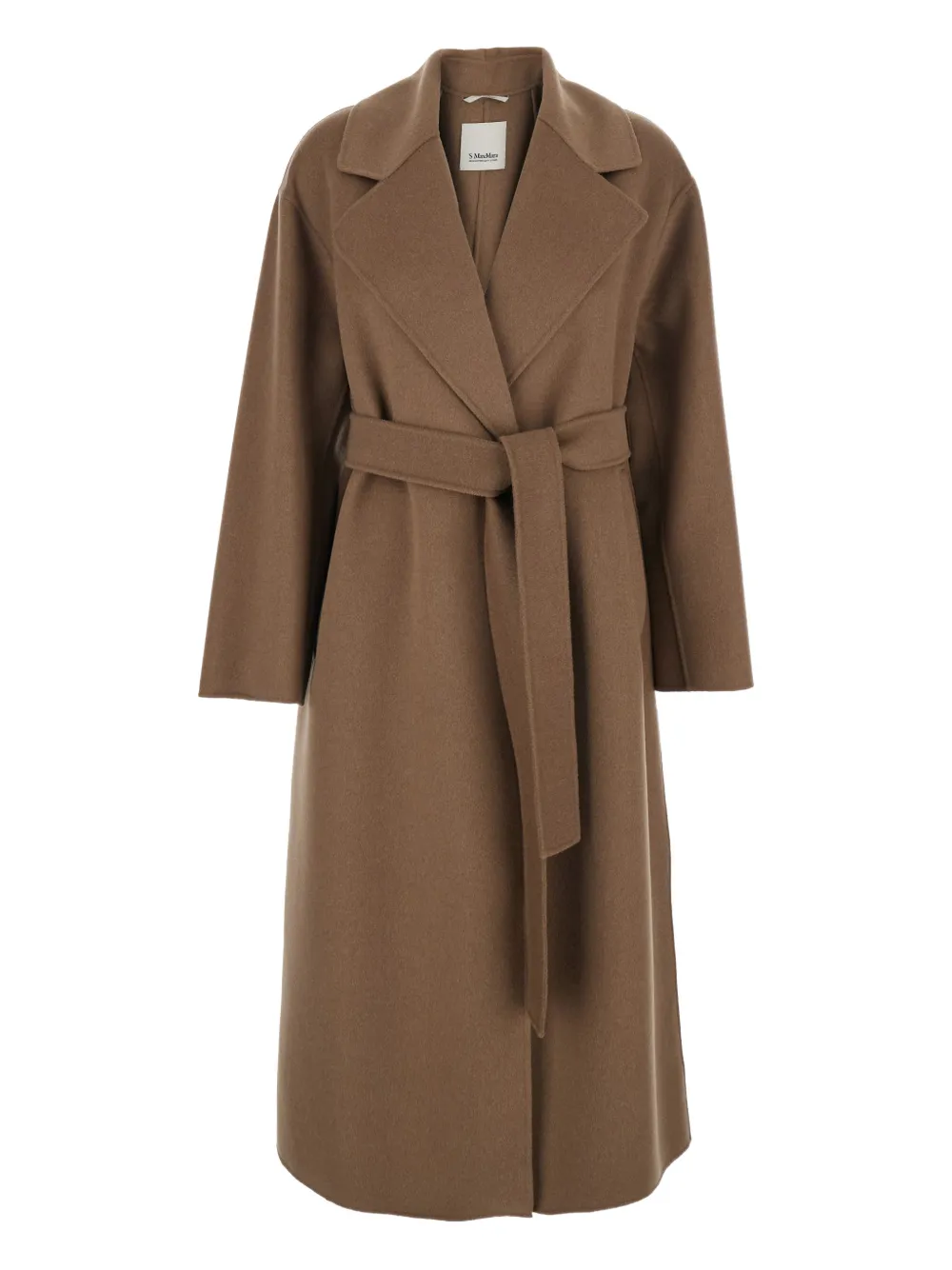 'S Max Mara Cappotto in lana vergie con cintura - Marrone