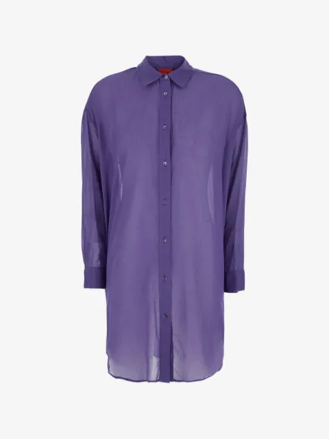 Merci contrast-stitch curved-hem shirt