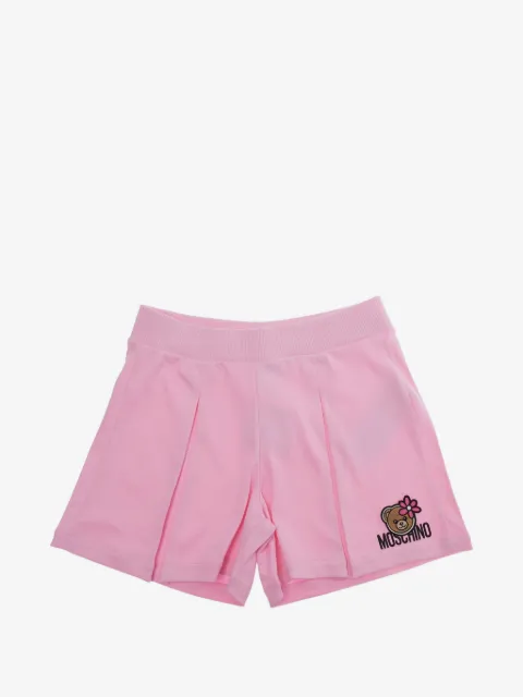 Moschino Kids embroidery pleated shorts