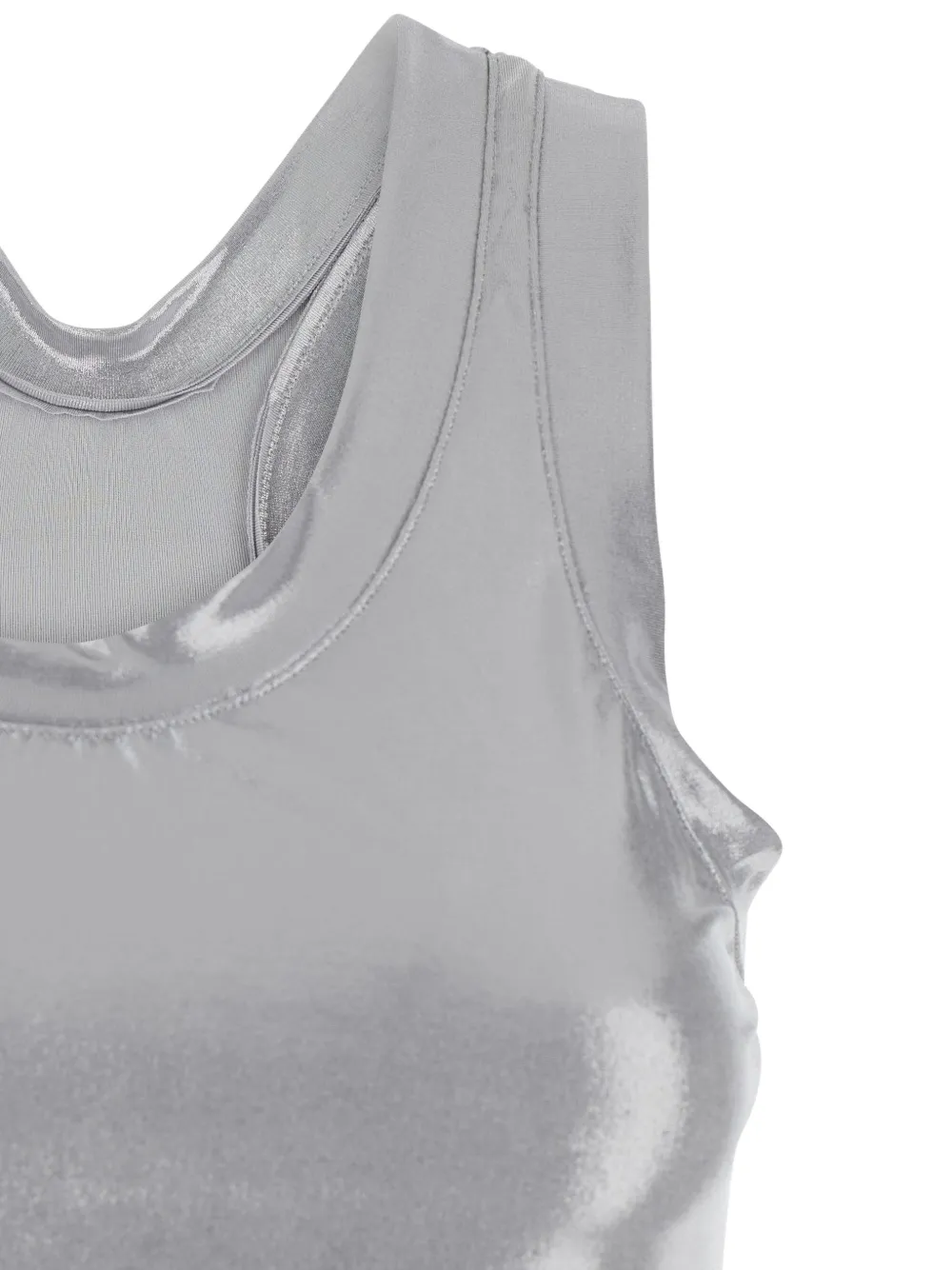  Norma Kamali Metallic Racerback Top - Silver 