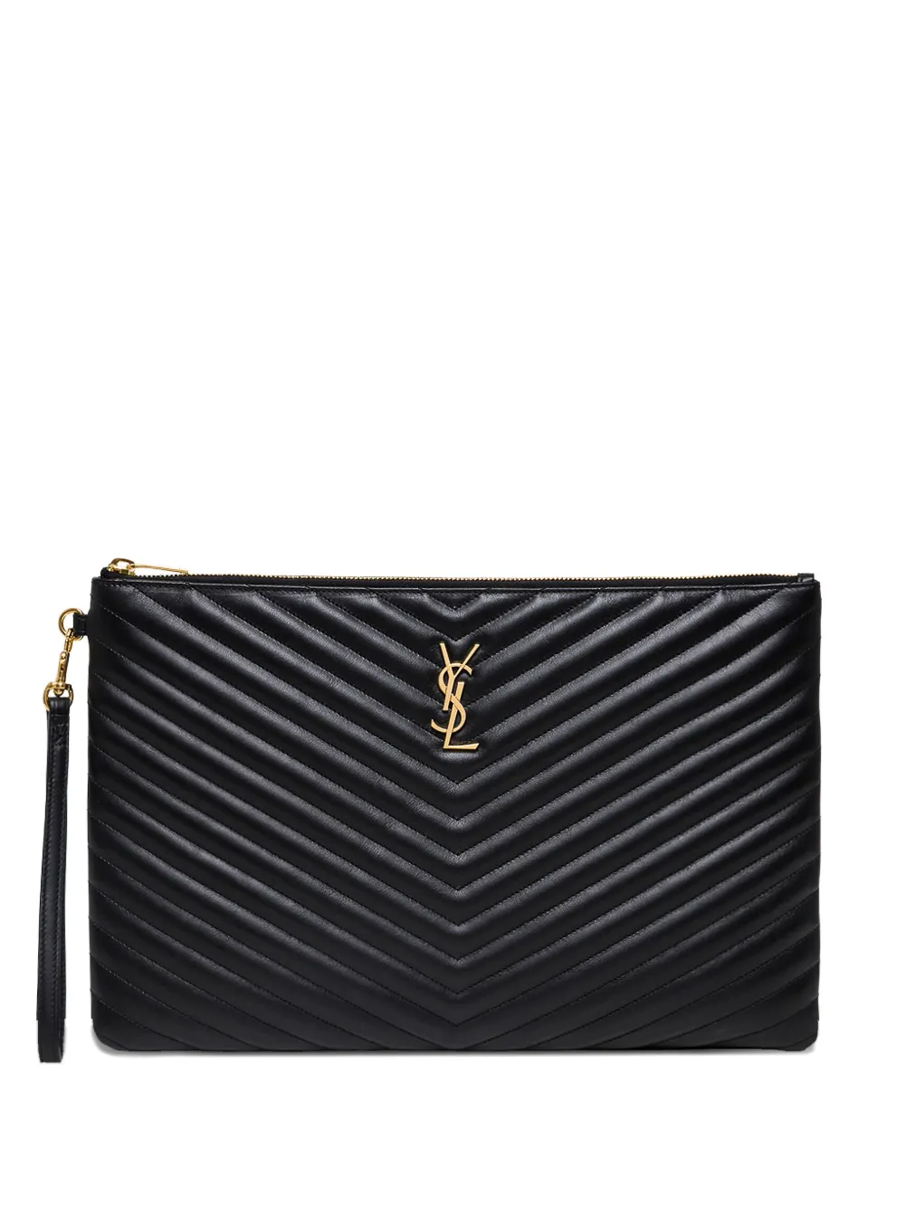 Saint Laurent Cassandre Matelassé logo-plaque clutch bag | Black | Image 1