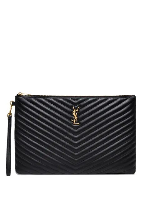 Saint Laurent Cassandre Matelassé logo-plaque clutch bag