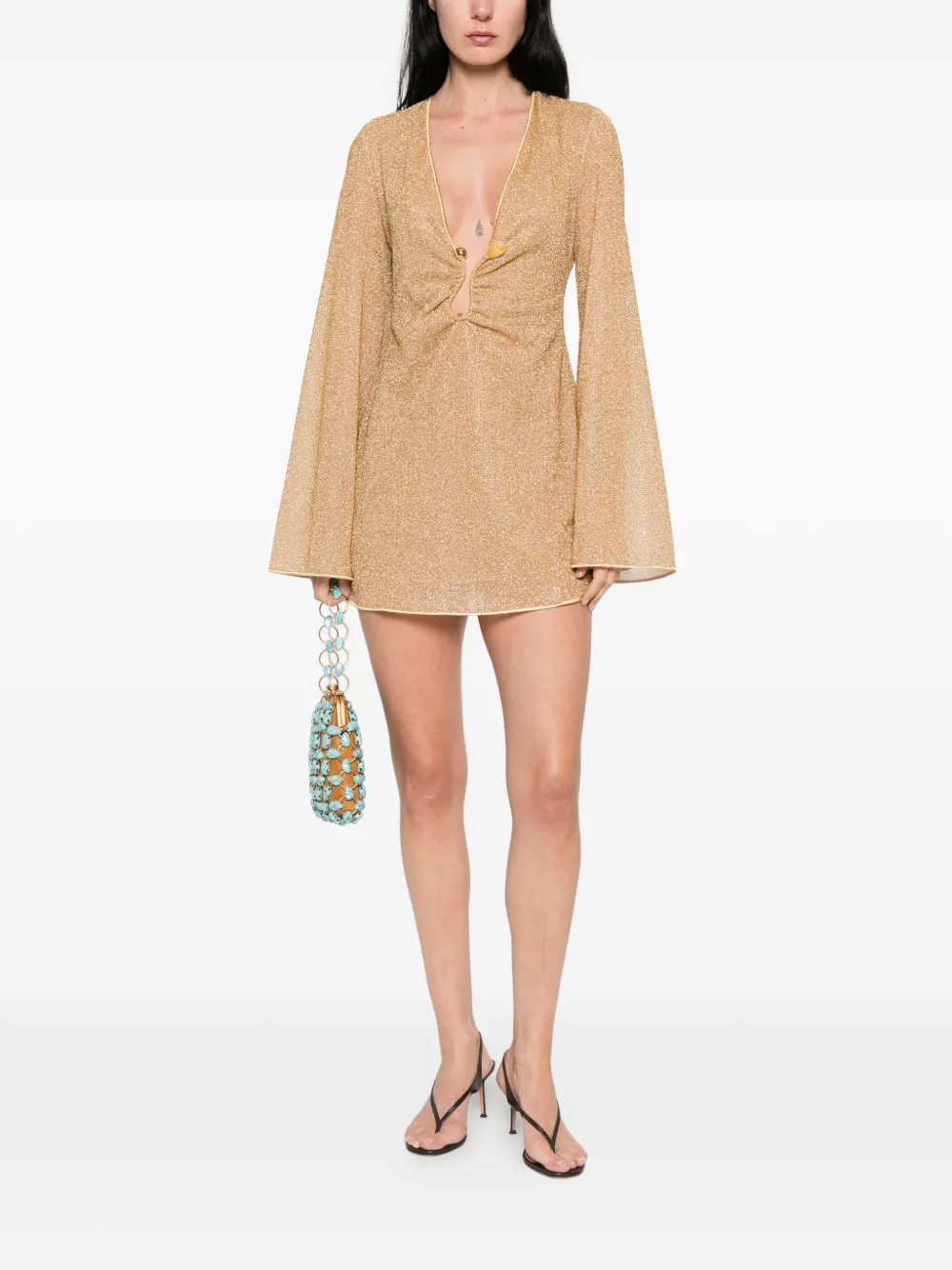 Oséree Mini-jurk verfraaid met stenen Beige