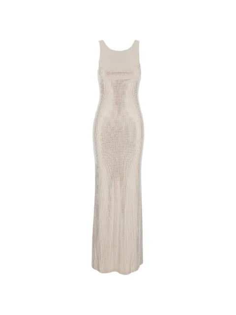 TWENTY FOURHAITCH robe longue sans manches à ornements en cristal