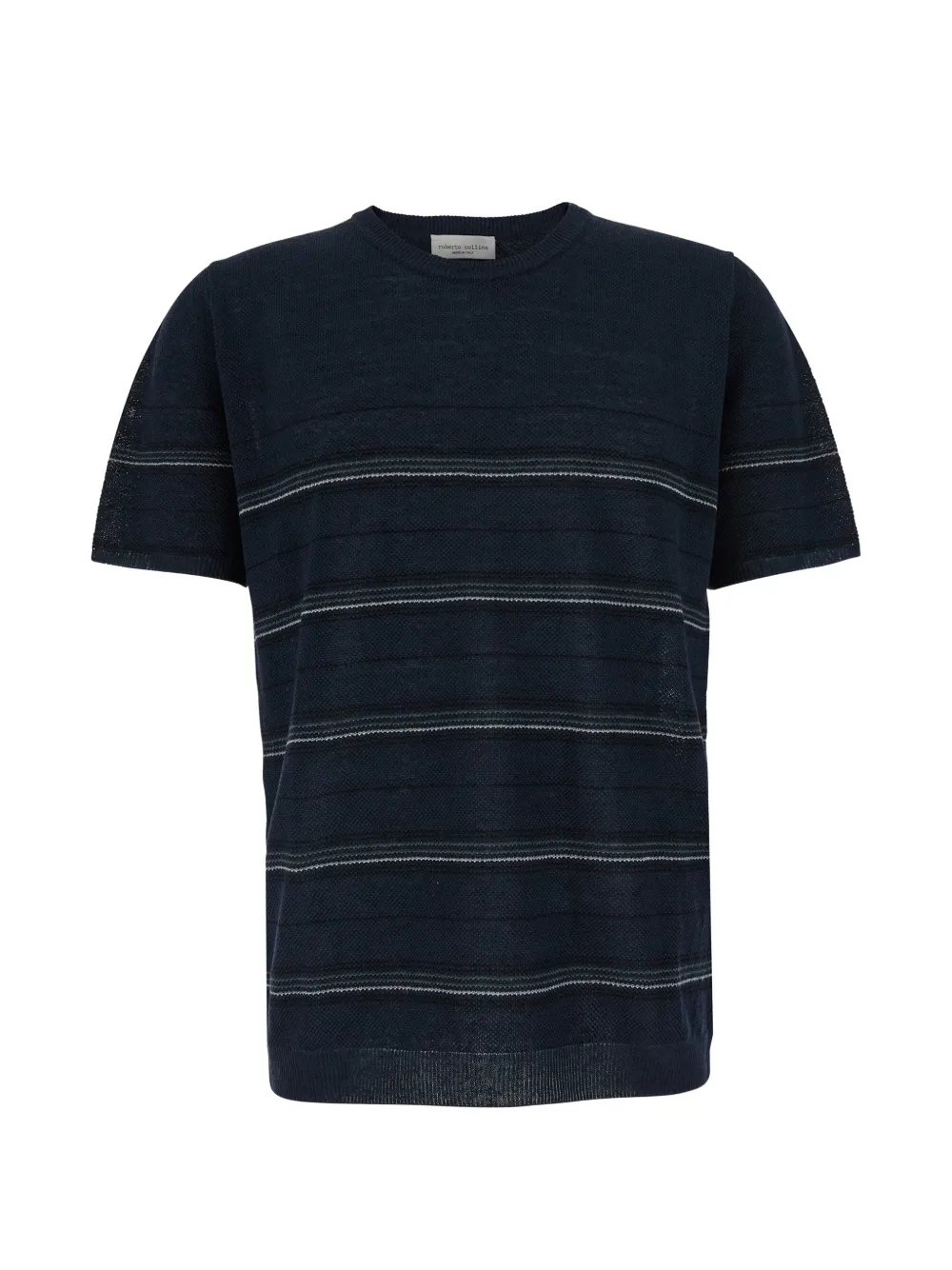 Roberto Collina stripe-pattern waffle-knit T-shirt - Blau