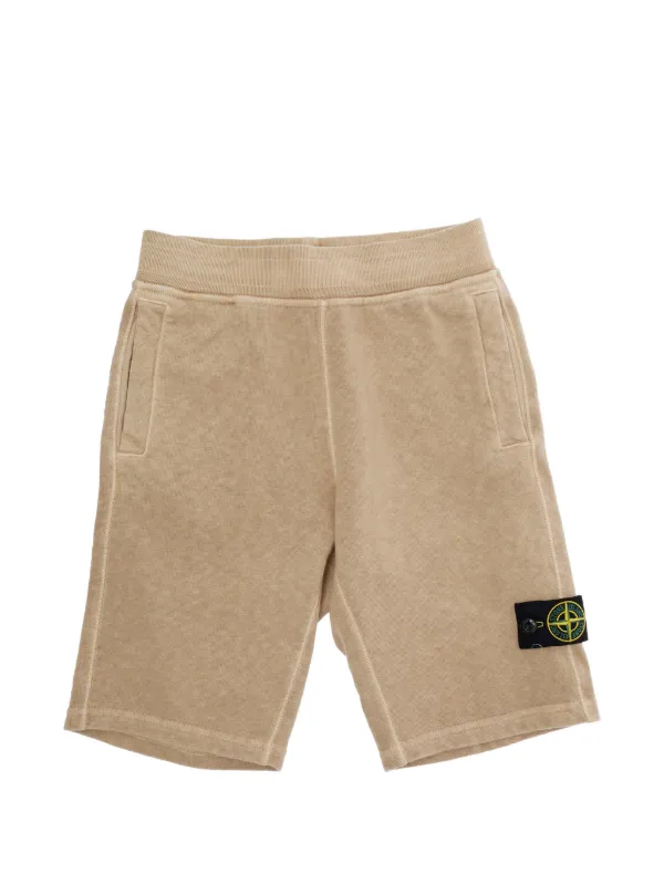 Stone Island Junior ロゴパッチ ショートパンツ | ニュートラル