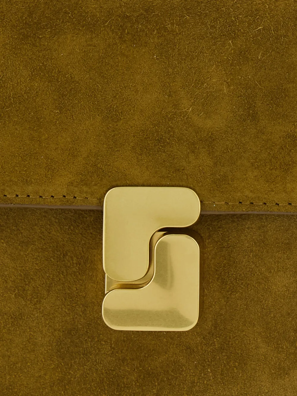  Soeur Suede Buckle Shoulder Bag - Green 