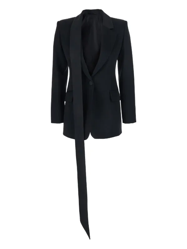 The Attico Lapel Tie Virgin Wool Jacket in Black