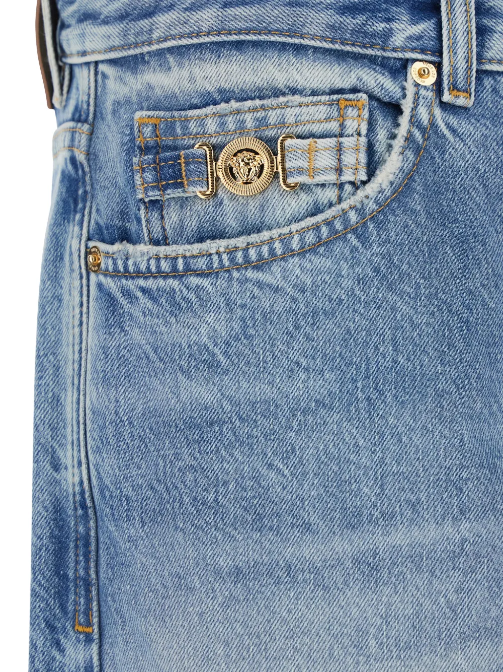  Versace Vaqueros Anchos Con Hebilla Medusa - Azul 
