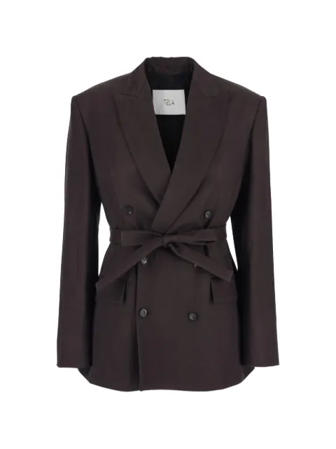 Tela double-breasted belted blazer