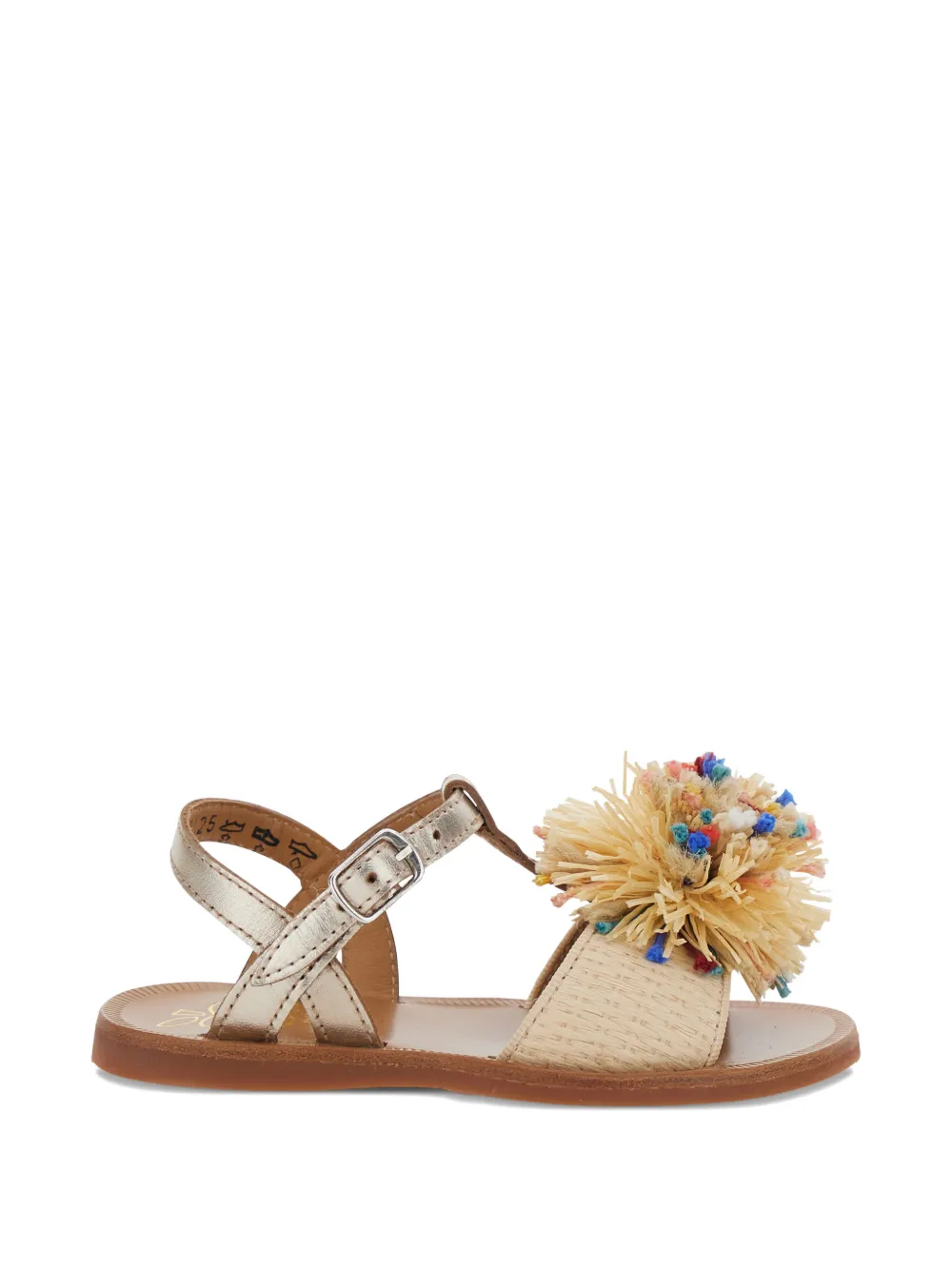 Pom D api Kids Pompom Plate leather sandals Beige
