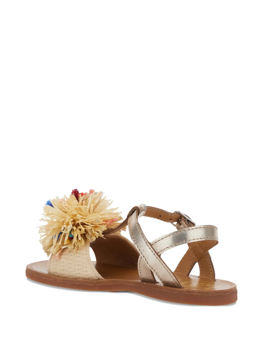 Pom D api Kids Pompom Plate leather sandals Beige