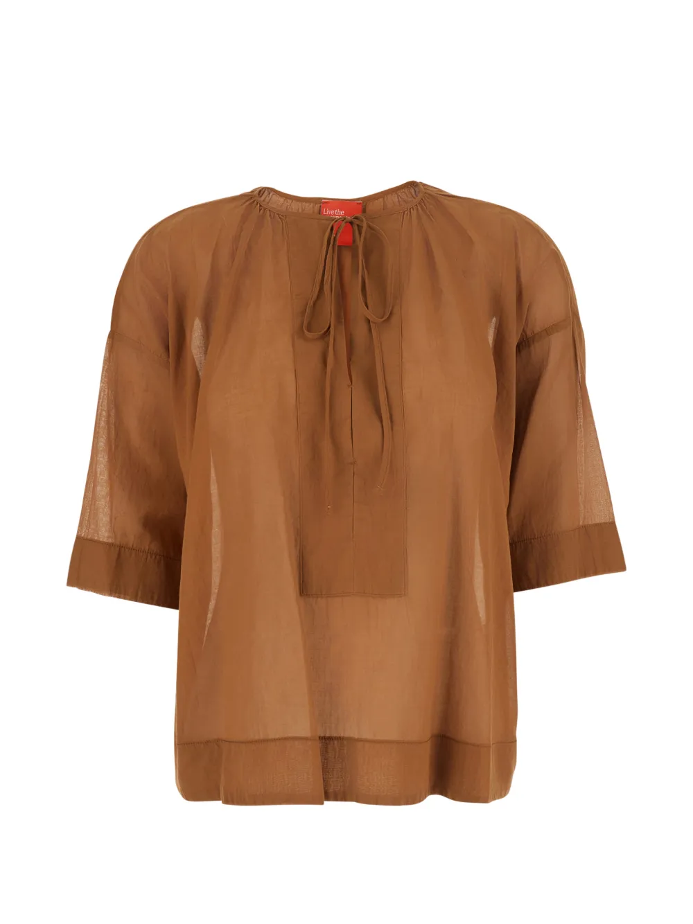 Merci tie-fastening semi-sheer blouse - Marrone
