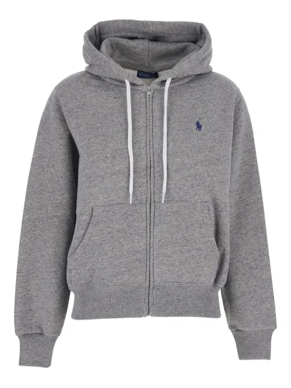 Polo Ralph Lauren Moletom De Capuz Com Logo Bordado | Cinza
