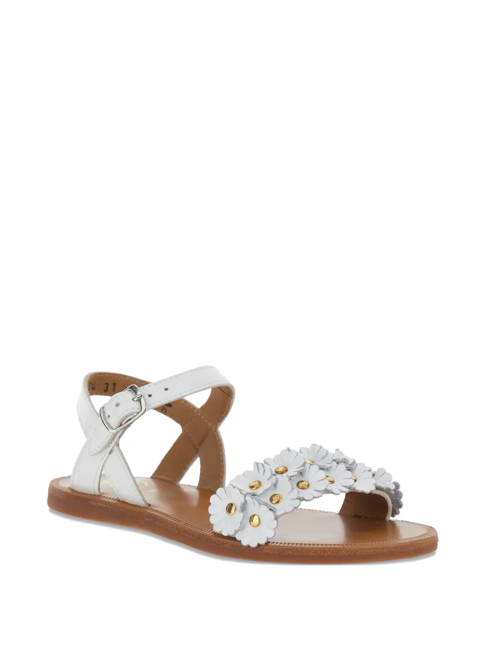 Pom D’api Kids flower strap sandals - Bianco