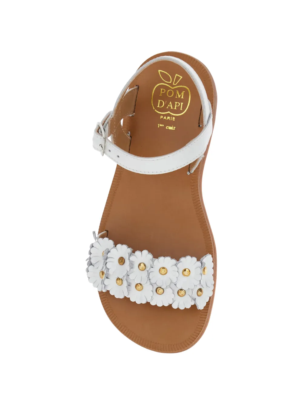 Pom D api Kids Sandalen met bloemen en bandjes Wit