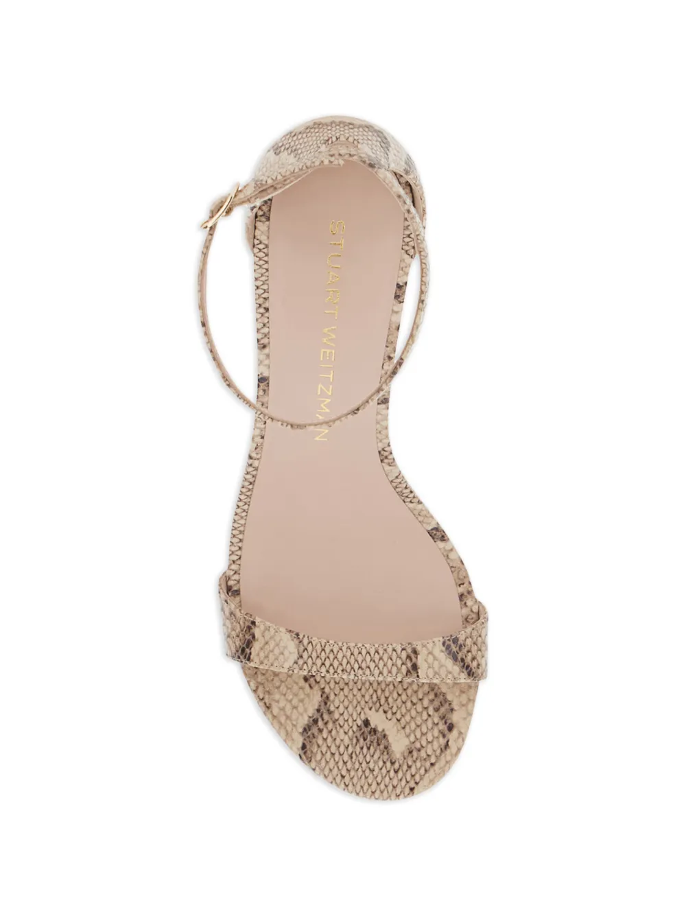 Stuart Weitzman Sandalen met slangen-effect en bandjes Beige