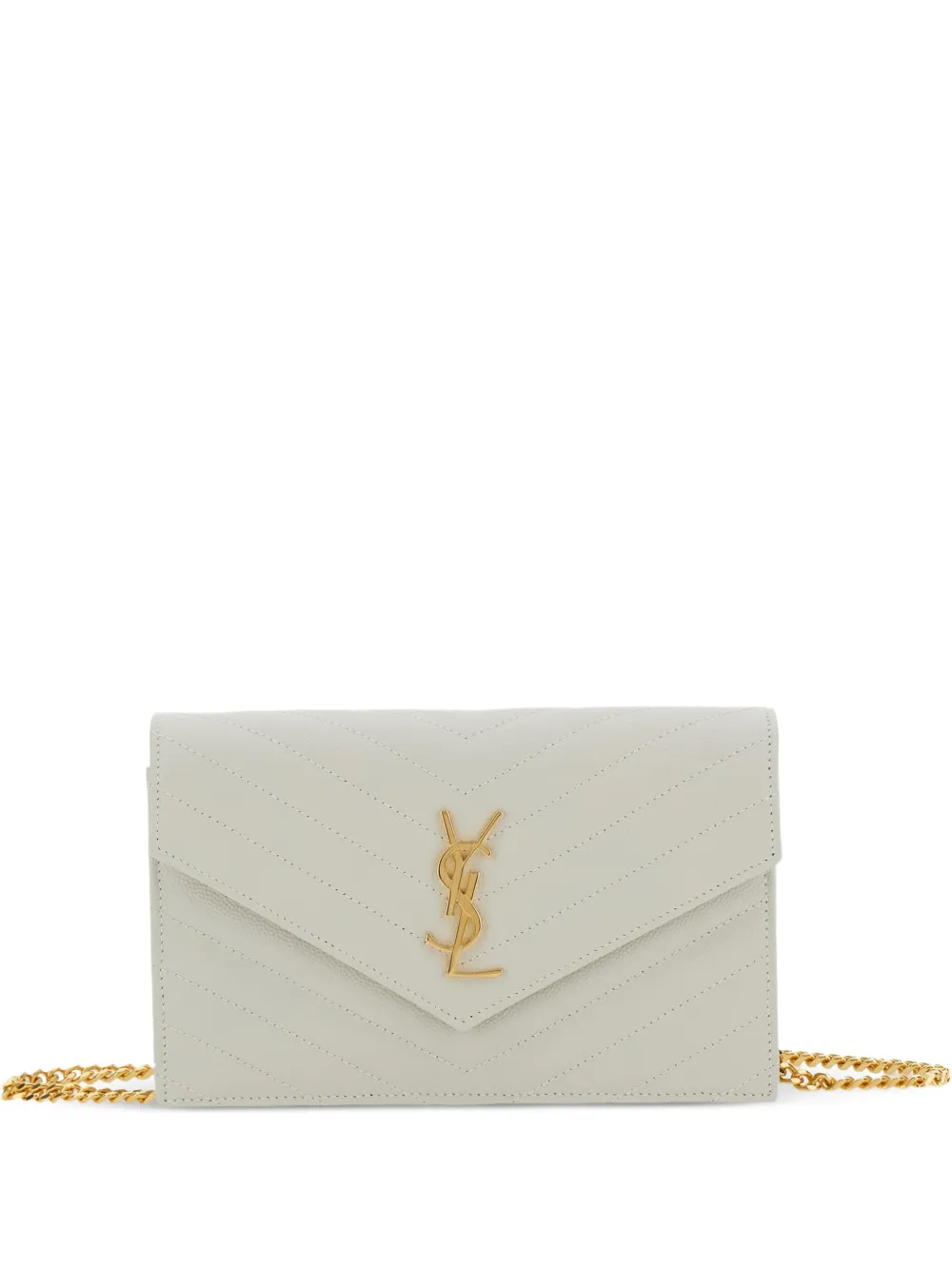 Saint Laurent Cassandre Envelope chevron chain shoulder bag - Neutrals