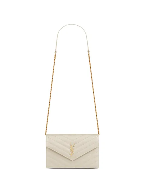 Saint Laurent Cassandre envelope chain wallet in grain de poudre leather