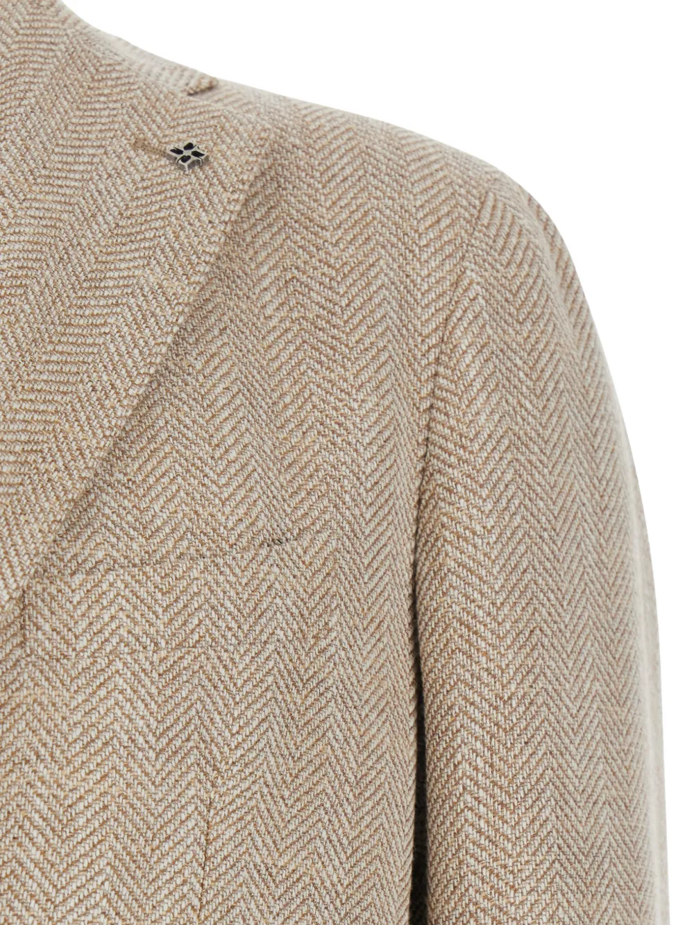Tagliatore Jas met visgraat-patroon en knoop Beige